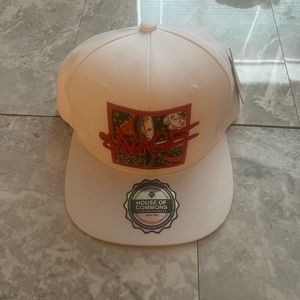 HOUSE of COMMONS White “Savage” Flat Brim Snap Back Hat X One Size